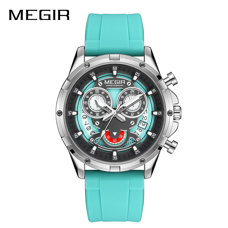 Megir 2248 Fashion Design Silicone Strap Multi Functional Calendar Men's Quartz Watch