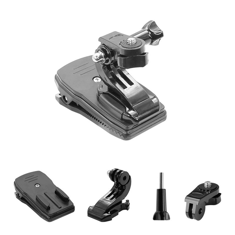 Black Backpack Clip Action Camera Shoulder Belt 360 Degree for Gopro Action Camera Clamp Accessories