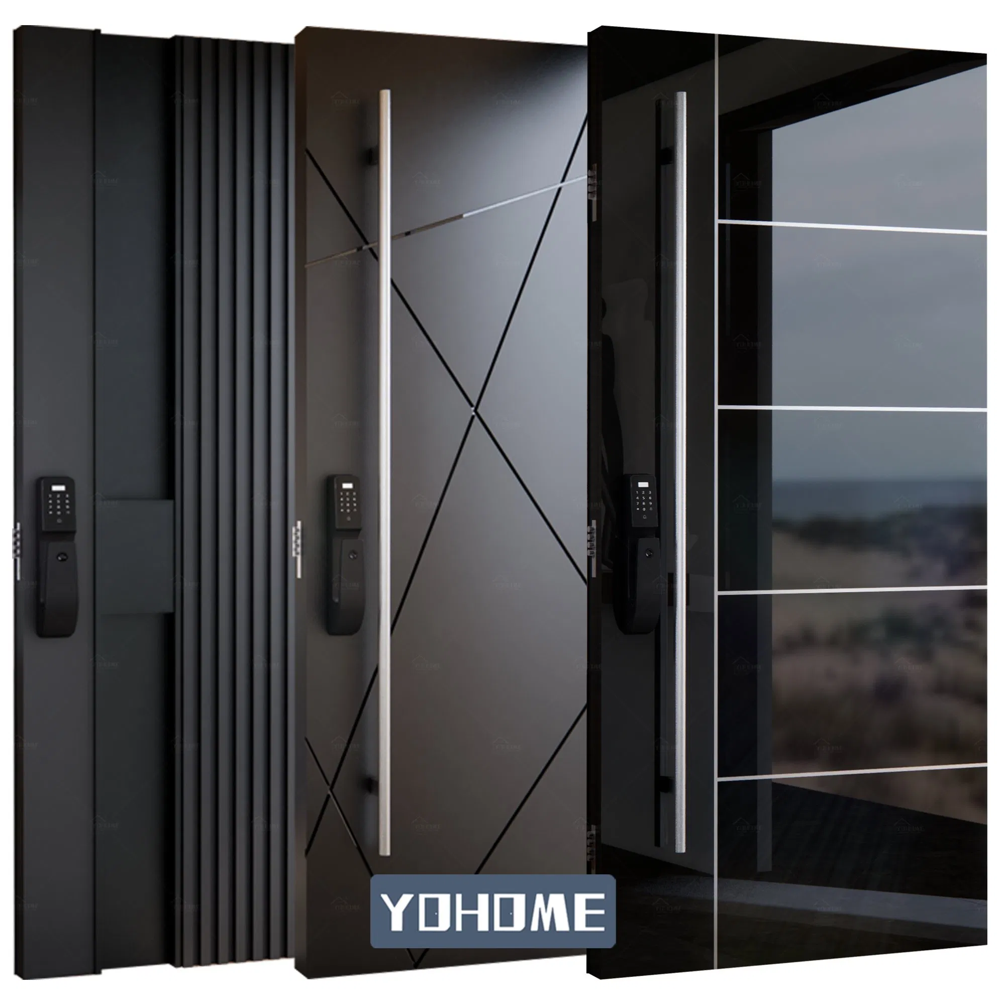 China High Quality Factory Custom Modern House Cast Aluminum Villa Entrance Main Stainless Steel Front Entry Pivot Exterior Doors