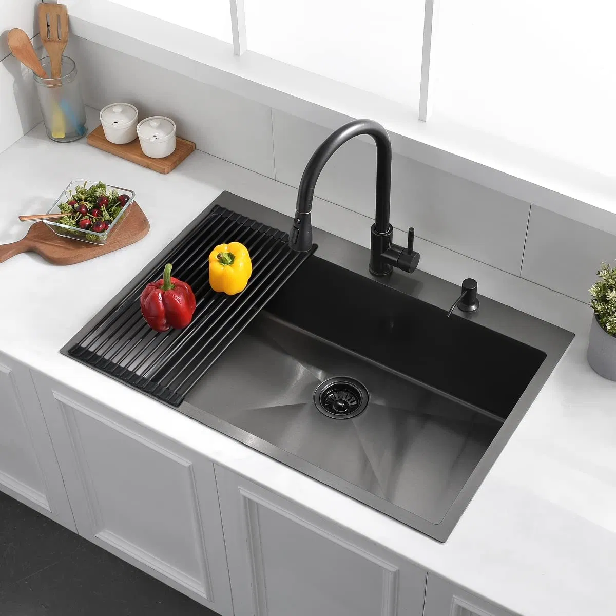 Wholesale Kitchenware Sink Single Bowl Handmade New Stainless Steel Waterfall Kitchen Sink Topmount Kitchen Basin