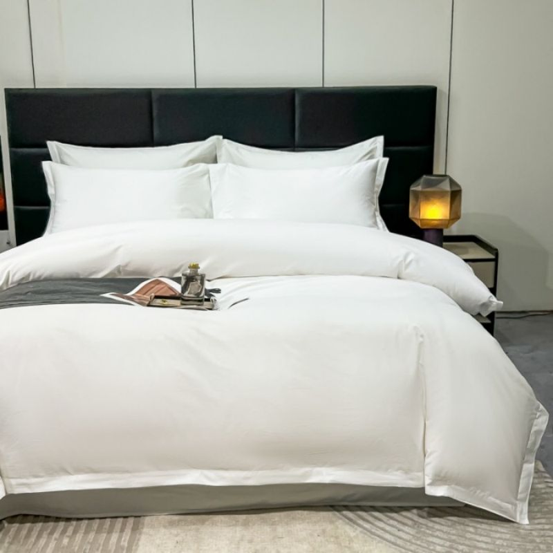 Eco-Friendly Sanding Cotton Hotel Home Textiles Plain White Comforter Quilt Duvet Cover Bed Linen ODM/OEM Queen King Cover Bed Sheets Four-Piece Bedding Set