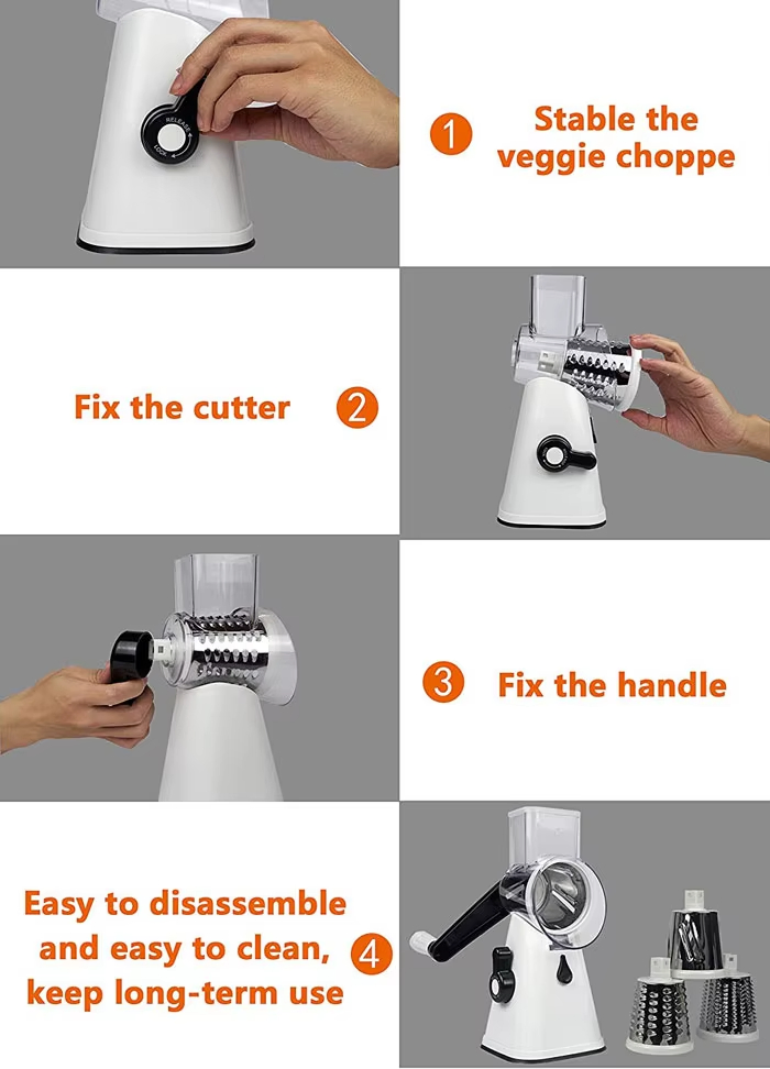 Ручная вращающаяся тёрка 3 в 1 для овощей и сыра