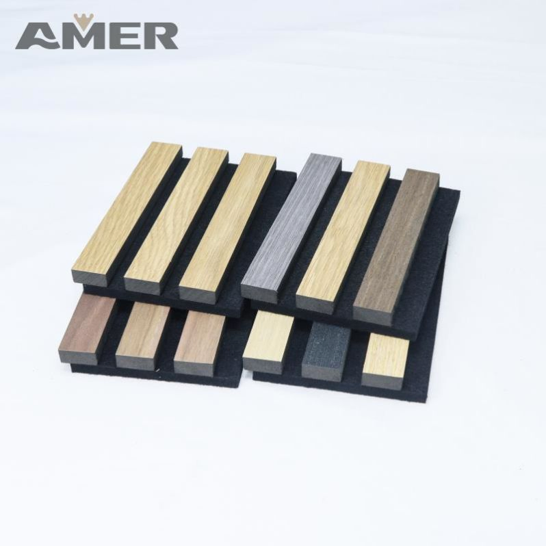 Amer Factory Artistic Interior Solid Wood Decorative Wall Cladding Modern Black Felt Backing Wall Cladding