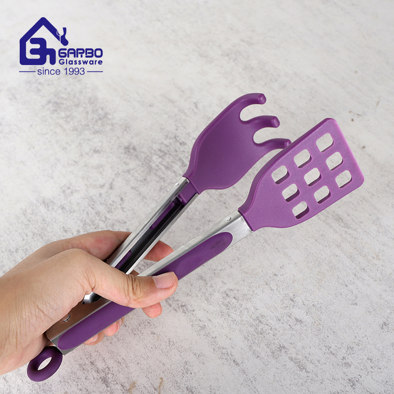 Home Kitchenware Non Stick 10inch Slotted Nylon Food Tong with Ss430 Handle