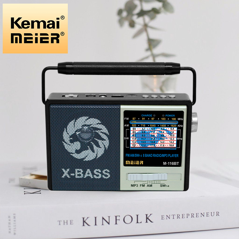 Large Handle Handheld Portable FM Am Sw1-6 Band Radio Antenna Bluetooth Radio with Clear Audio for Home and Outdoors