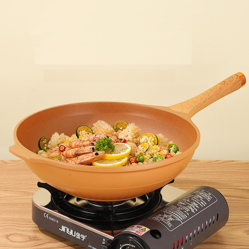 Aluminum Skillet Deep Fring Pan Non Stick Casserole Pan with Glass Lid