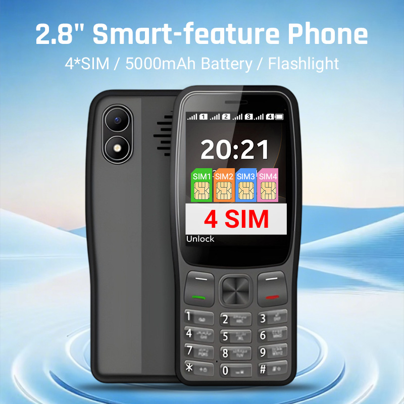 Кнопочный телефон 2.8 дюйма, 4 SIM, 5000 мАч