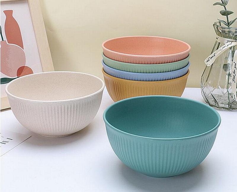 Wheat Straw Bowl Cup Plate Household Meal Vertical Grain Dinner Plate