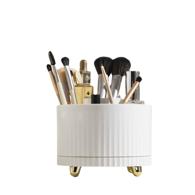 Rotating Makeup Brush Storage Bucket Desktop Pen Holder Dressing Table Red Eyebrow Pen Eye Shadow Scattered Cosmetics Storage Box
