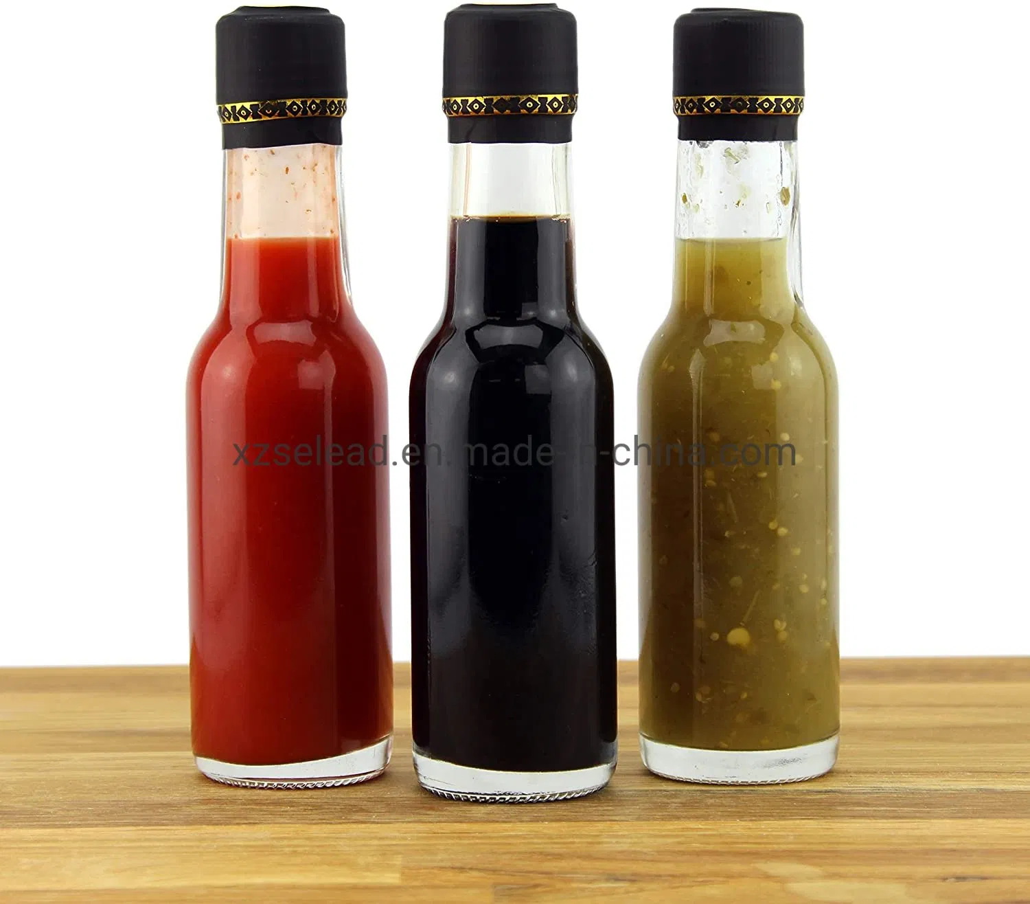 150ml 250ml 5oz Cheap Empty Woozy Spice Dressing Chili Glass Salad Hot Sauce Bottle with Leak Proof Black Cap