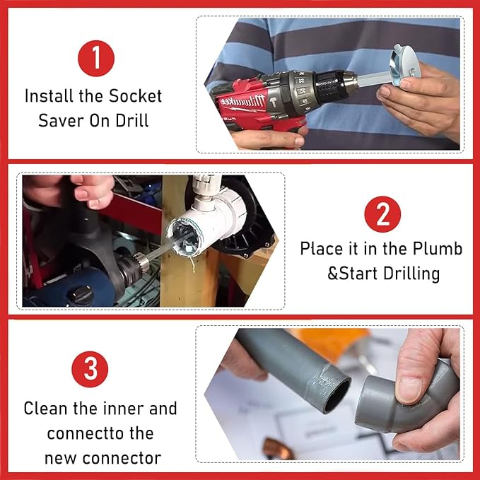 PVC Pipe Reamer Fits 1/2 Variable Speed Drill for Removal From Hub