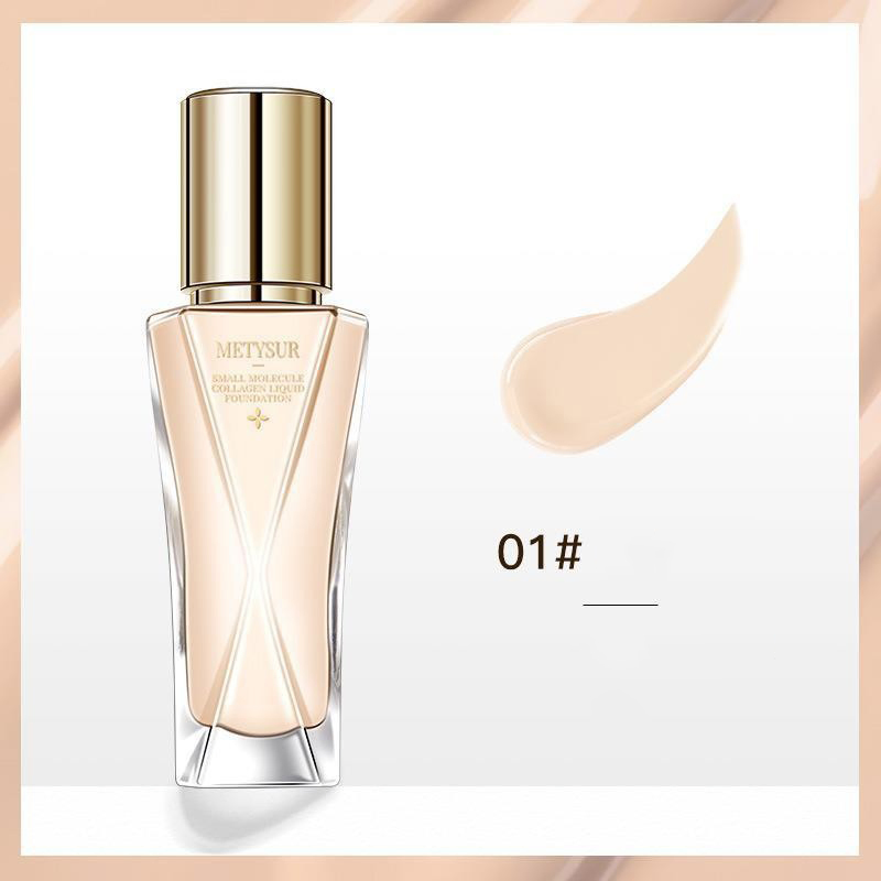 Pearl Collagen Small Molecule Hyaluronic Acid Moisturizing Oil Controlling Waterproof Makeup Holding and Skin Nourishing Liquid Foundation