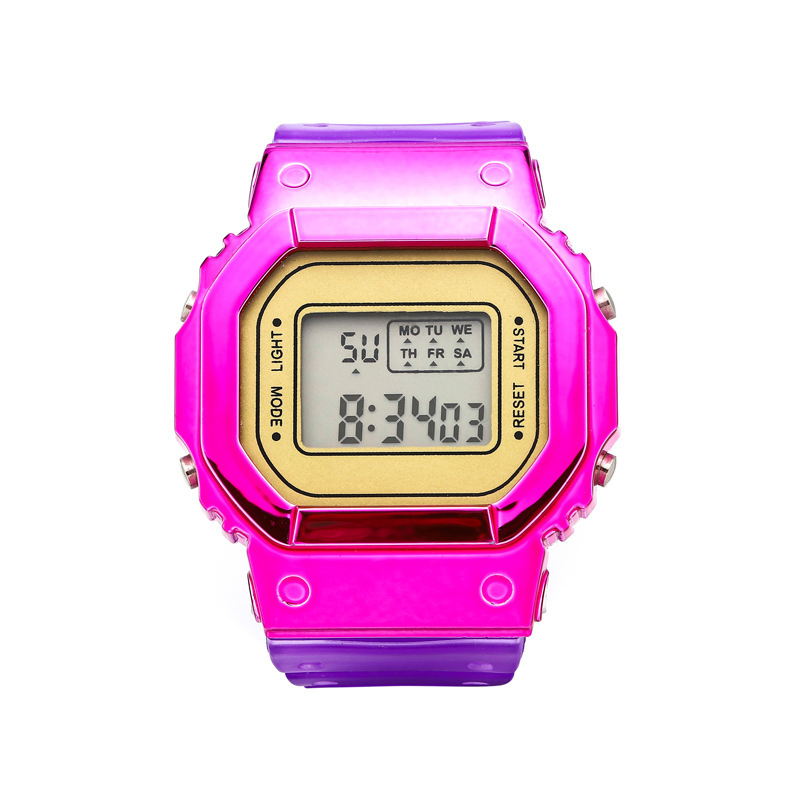 New Gradient Color Electronic Watch Dazzle Color Plating Small Square Children Watch