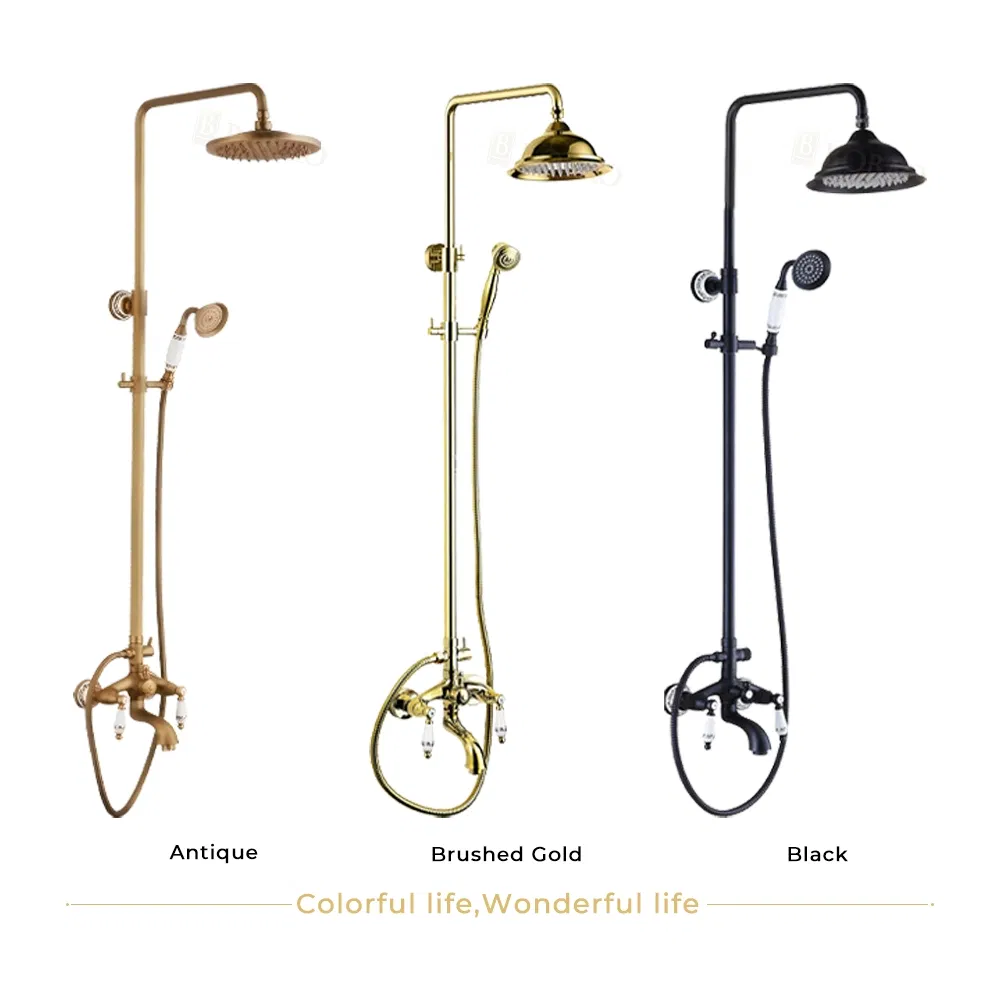 Classic Rain Brass Wall Mounted Shower Faucet Set