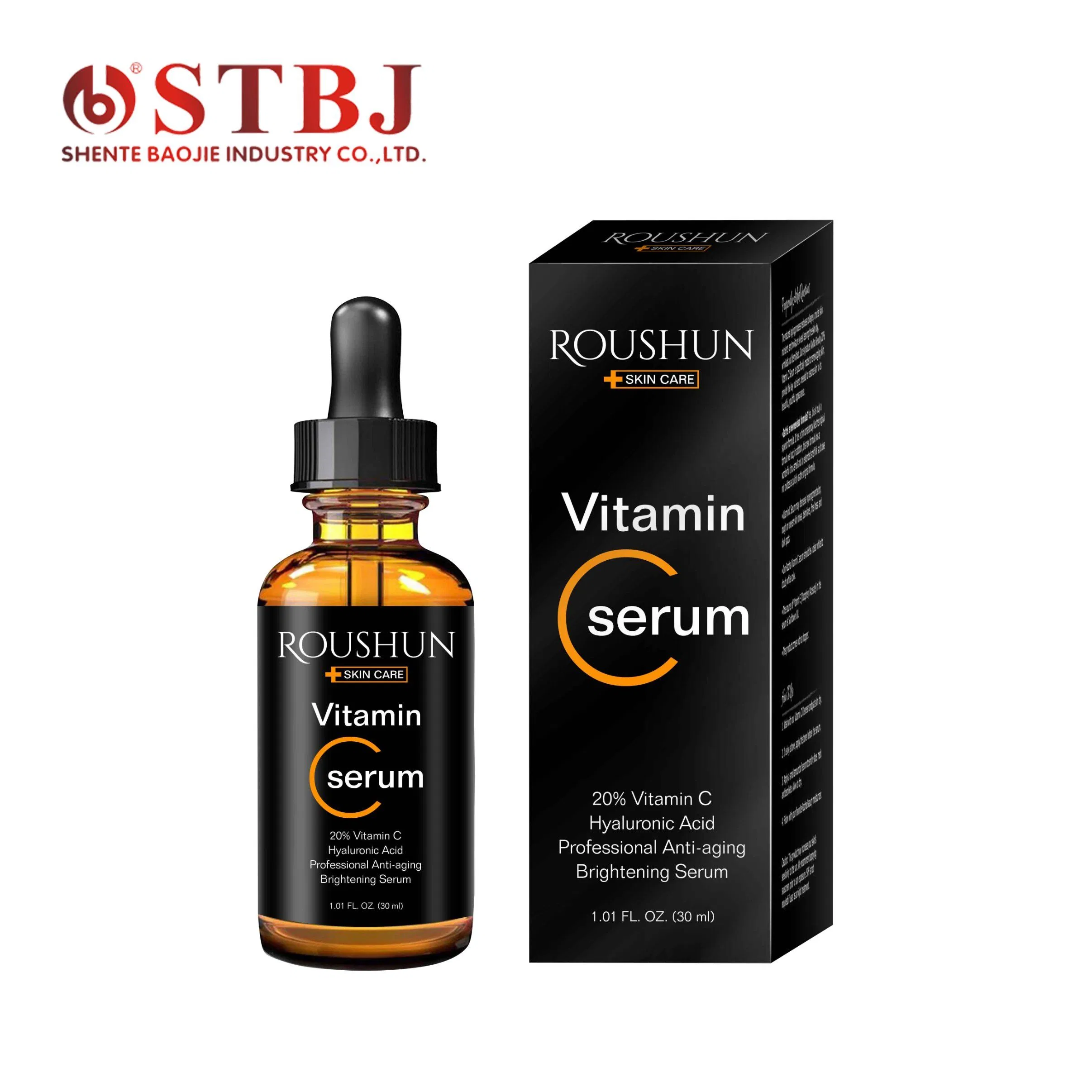Roushun 20% Vitamin C & Hyaluronic Acid Face Serum - Professional Anti-Aging Brightening Serum for Dull Skin, Radiant Glow Boost