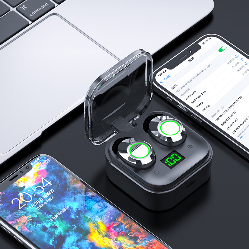 Мини TWS наушники Bluetooth 5.3 с LED-дисплеем