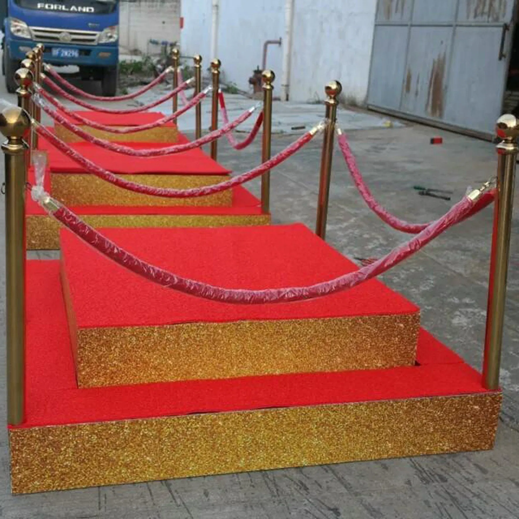 Mirror Golden 1.5m Fixed Length Rope Stanchion 95cm Height