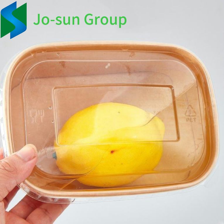 Jo-Sun in Stock Disposable Brown Rectangle Takeaway Take Away Kraft Paper Salad Bowl with Lid