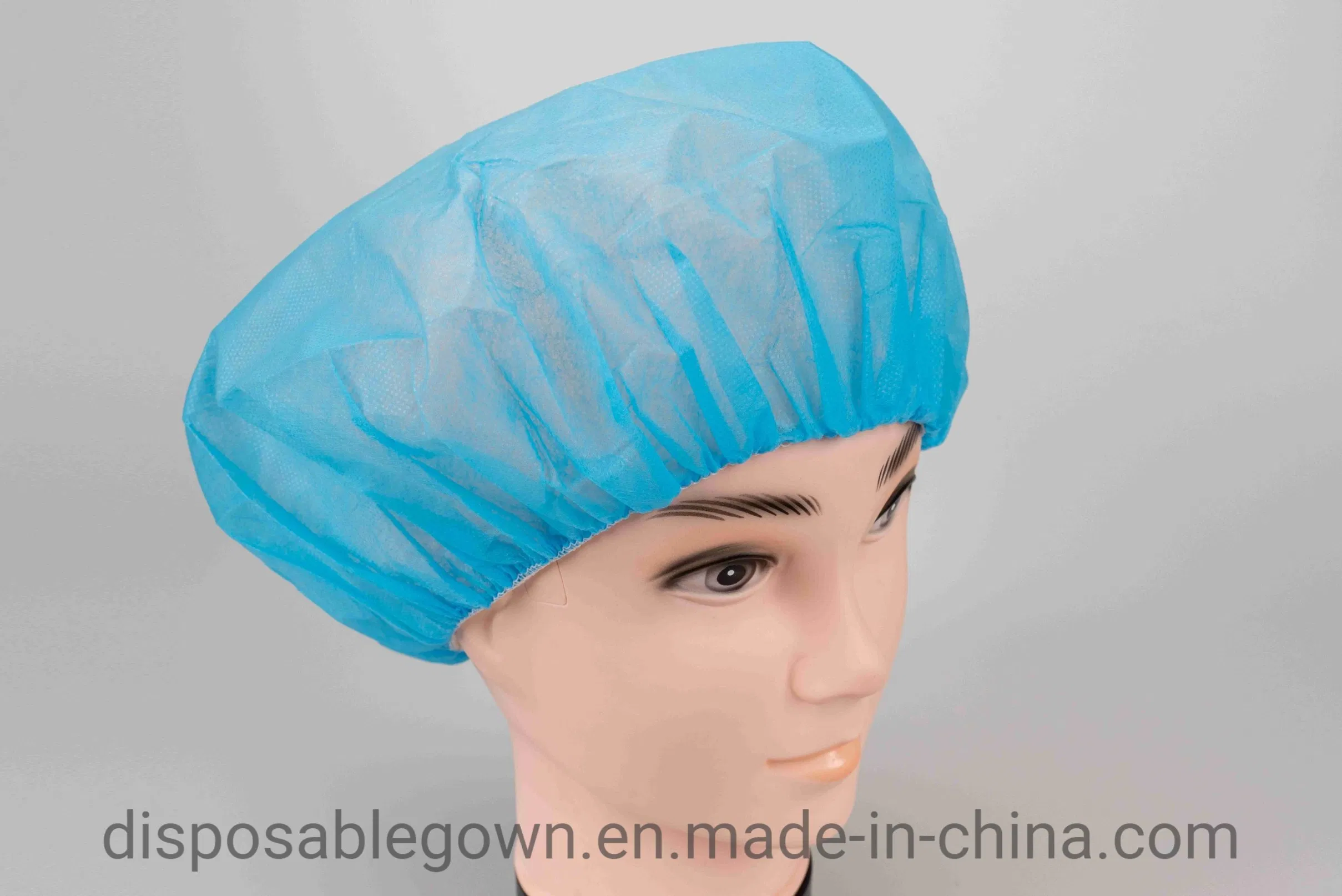 Disposable Use PP Nonwoven Protective Bouffant Cap with Single Elastic for Factory/Food Industry