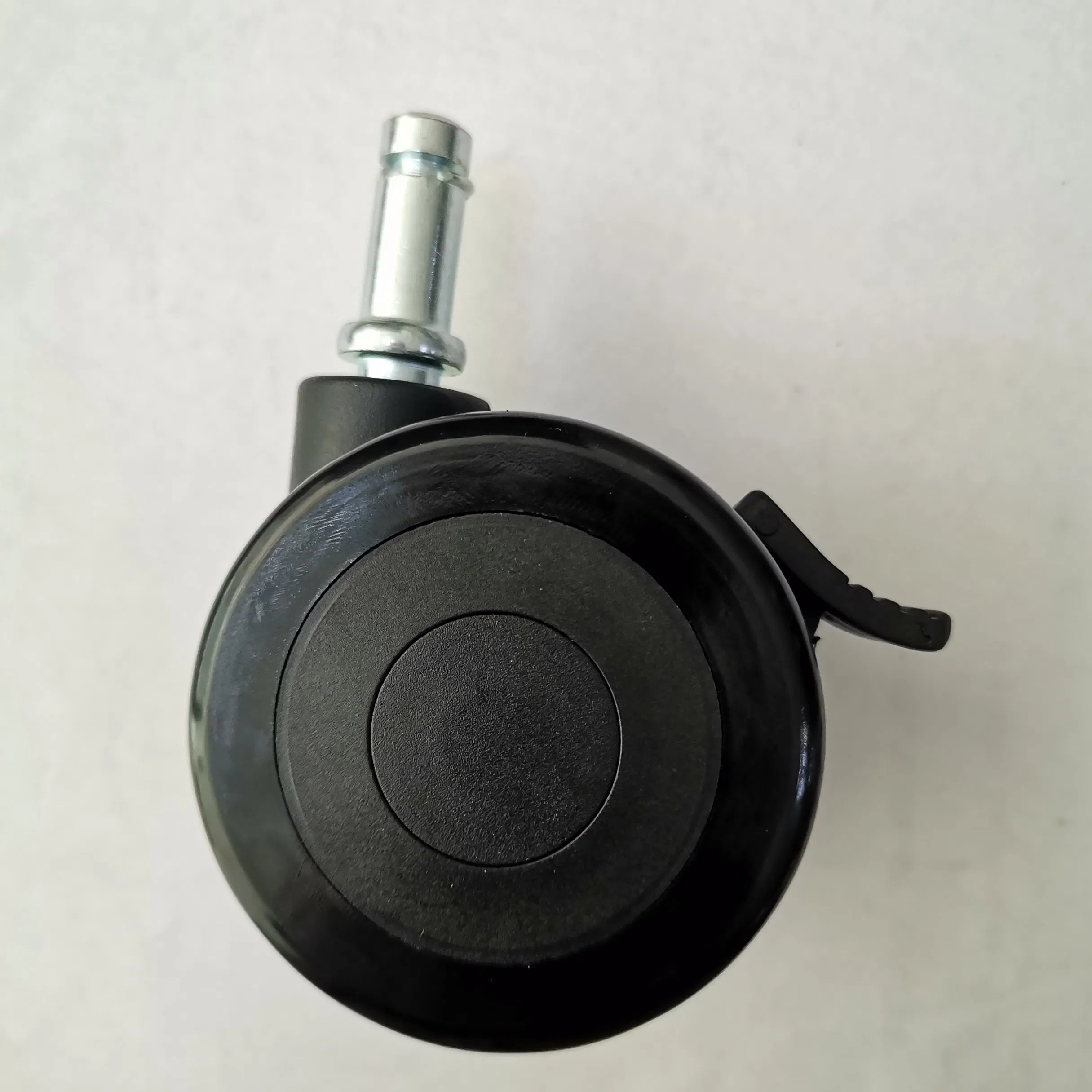 2.5 Inch Twin Wheel Furniture Round Stem Caster Black PU Medical Castor with Brake