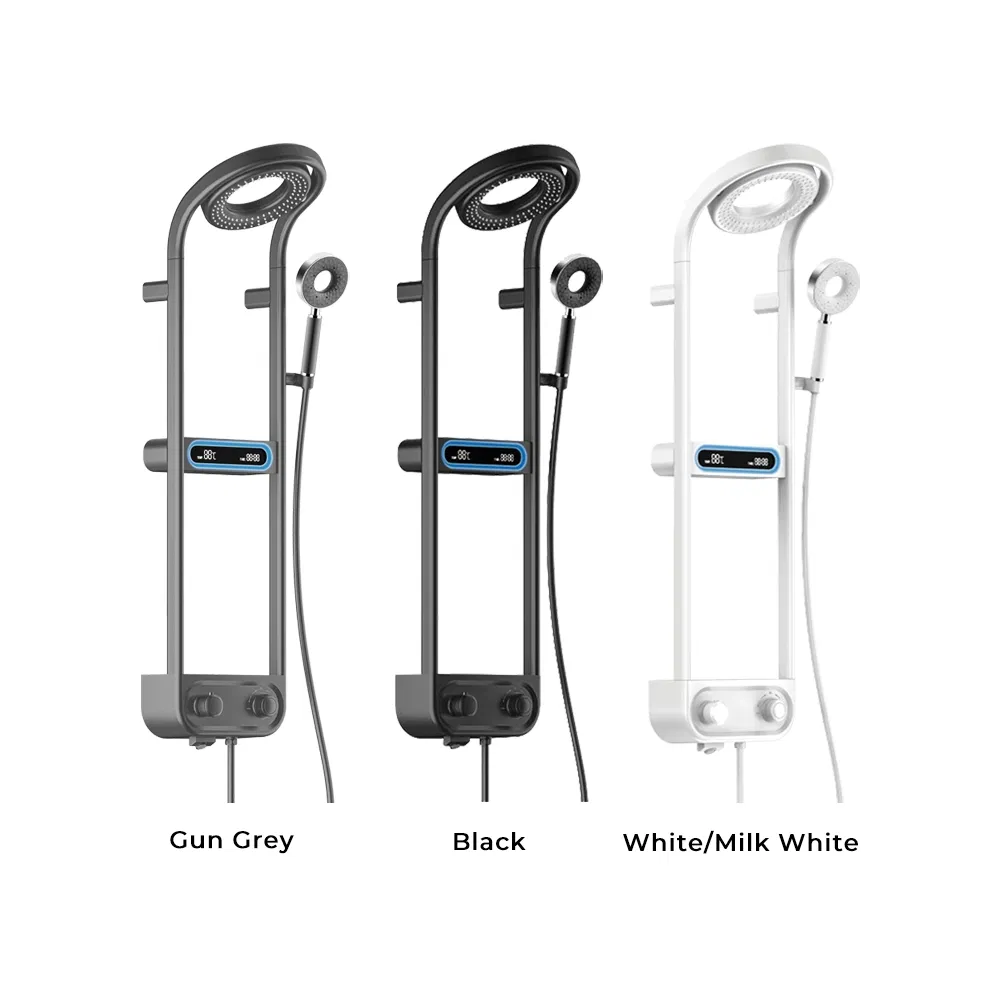 Bathroom Gun Grey Stainless Steel LED Digital Display Shower Panel