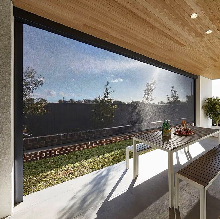 Customized Window Vertical Blind Fabric Outdoor Grey Roller Blinds Zip Screen