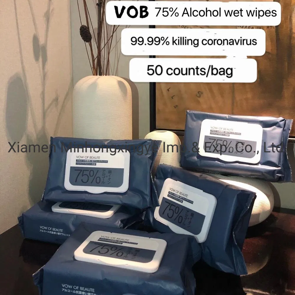 Baby Products Factory Price in Stock Wet Wipe 75% Alcohol Wipes 80 Sheets Wet Cleaning Quick Hand Cleaning Wipes
