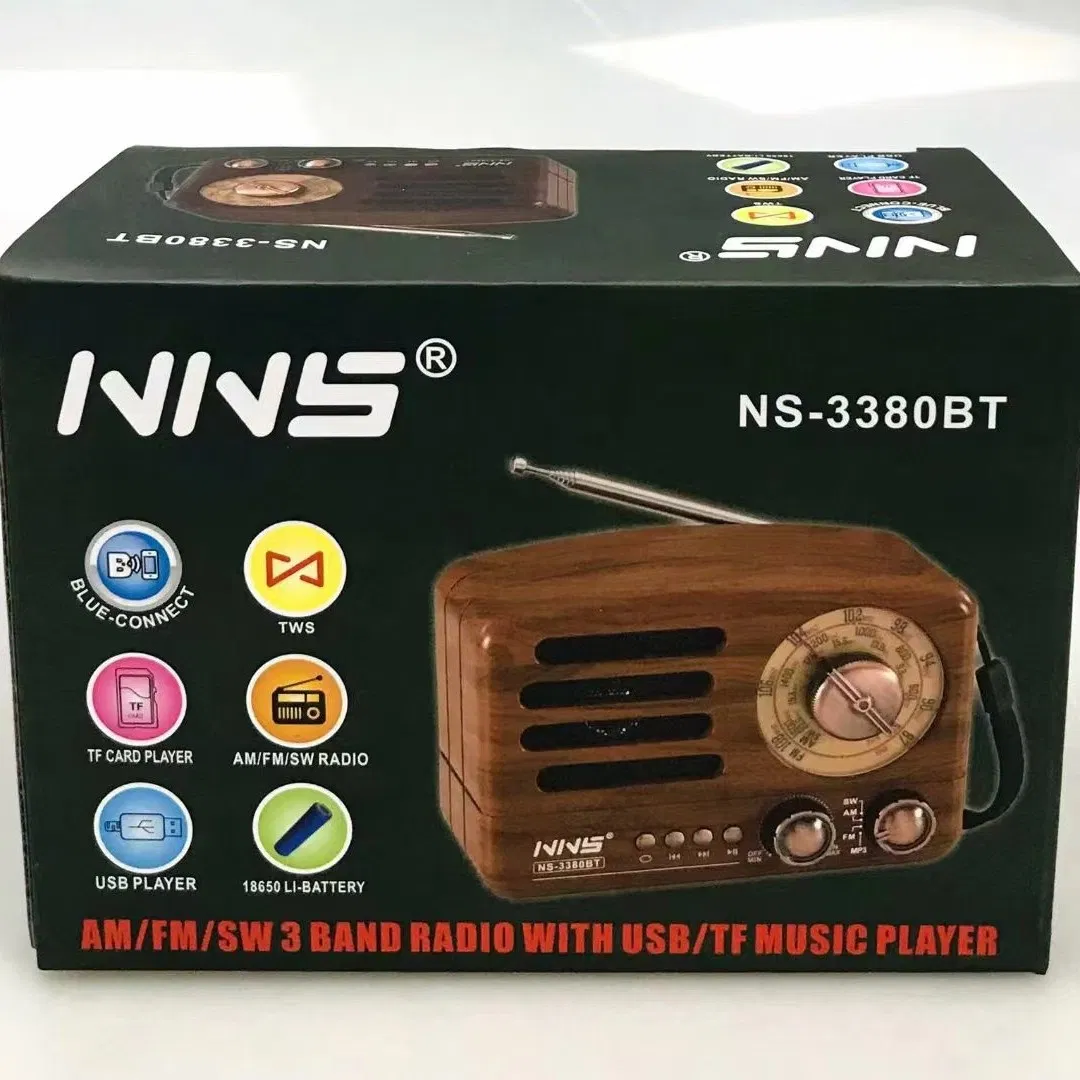 Ретро радио NS-3380BT с Bluetooth, деревянный корпус