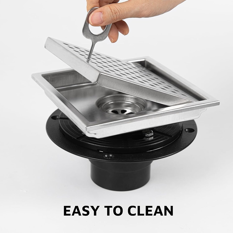 Wholesale 6 Inch Square 304 Stainless Steel Bathroom Shower Floor Drain