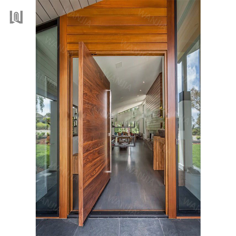 Fast Delivery Modern Wooden Exterior Glass Pivot Wooden Front Doors