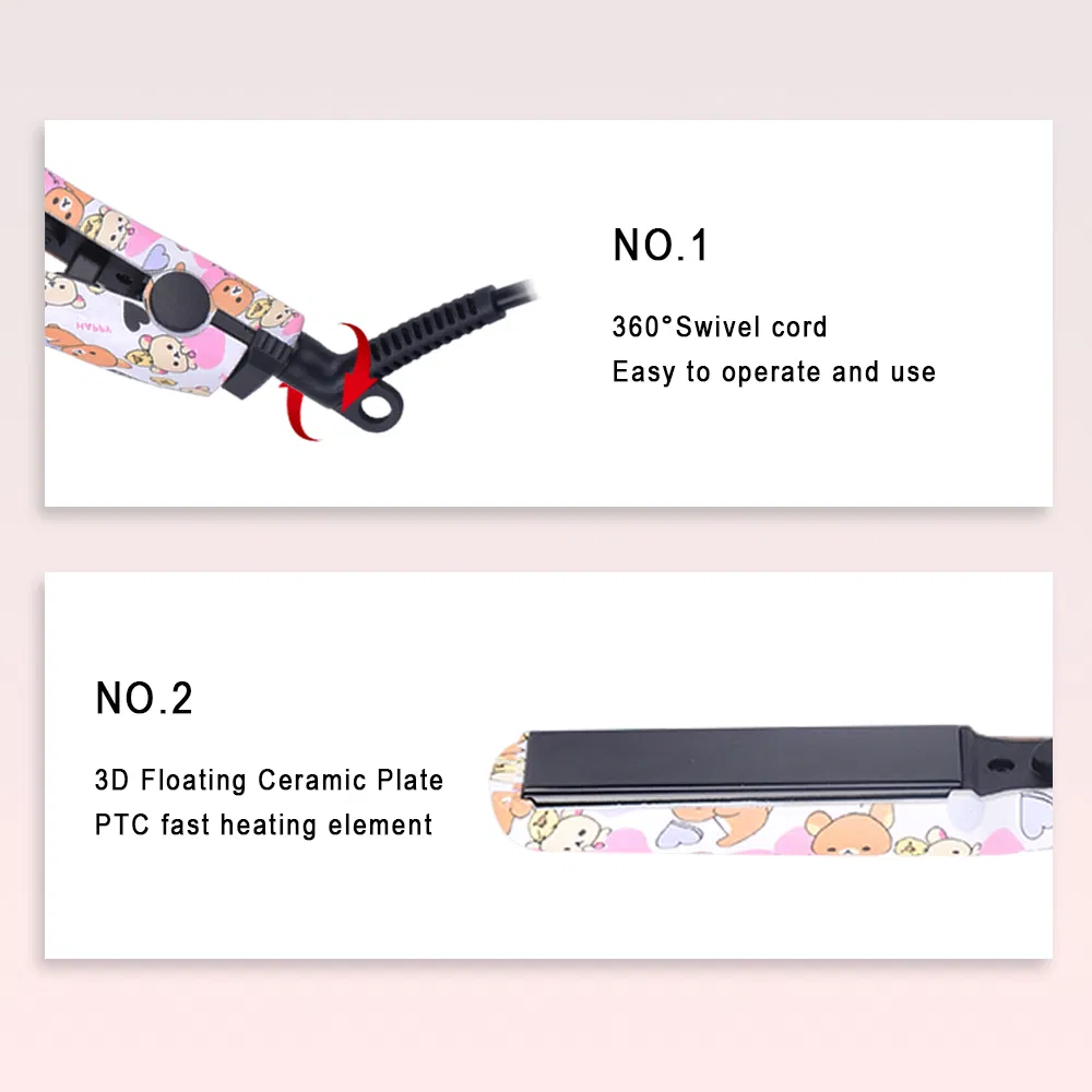 Water Transfer Printing Mini Ceramic Flat Iron Hair Straightener