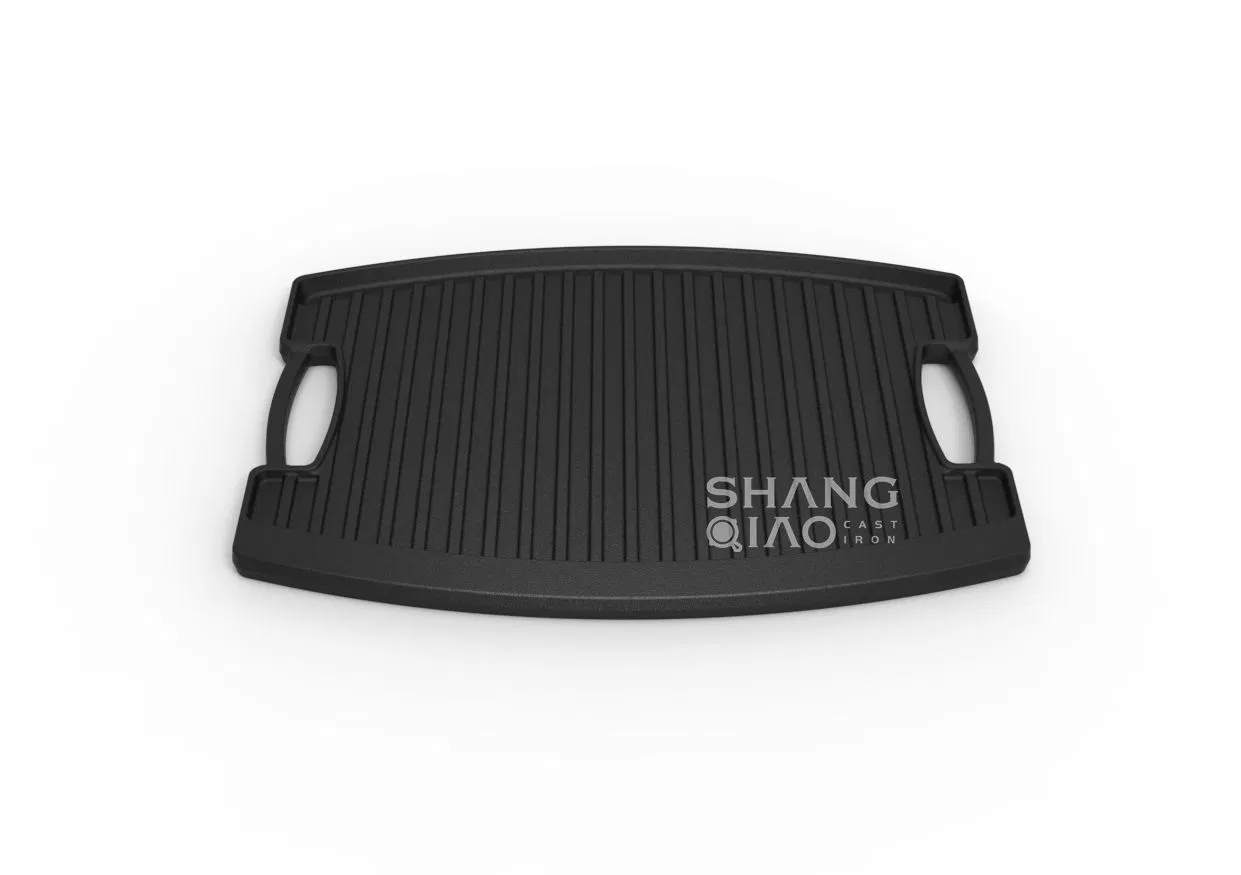 Camping Cookware Pre-Seasoned Cast Iron Griddle Reversible Cast Iron Barrel-Shaped Grill