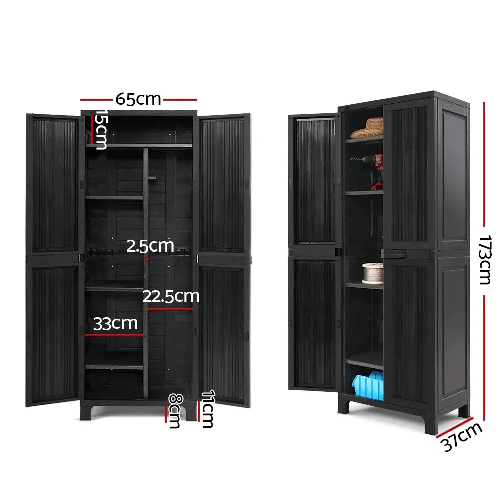 Wood Grain Aluminium Alloy Tool Sheds Box Cabinet Aluminum Outdoor Storage Shed