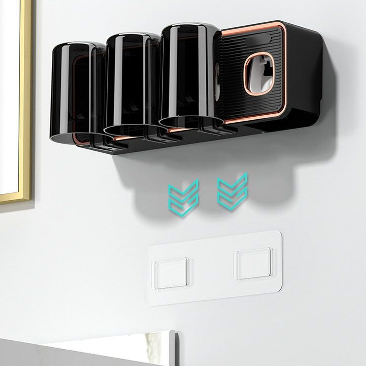 Wall-Mounted Punch-Free Toothbrush Holder, Mouthwash Cup, Automatic Toothpaste Dispensing Rack, Storage Rack
