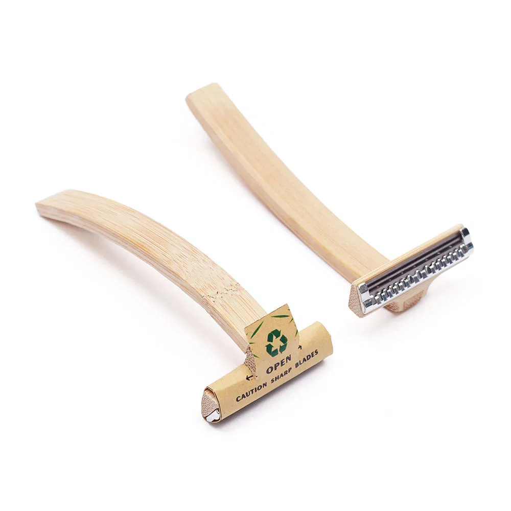 Natural Eco-Friendly Bamboo Razors with Sharp, Biodegradable Blades, Suitable for Hotel Amenities.
