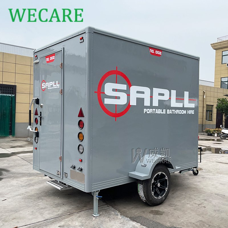 Wecare China Manufacturer Mobile Toilet Outdoor Luxury Portable Toilets Trailer Price 2 Stall Portable Restroom Trailer for Sale