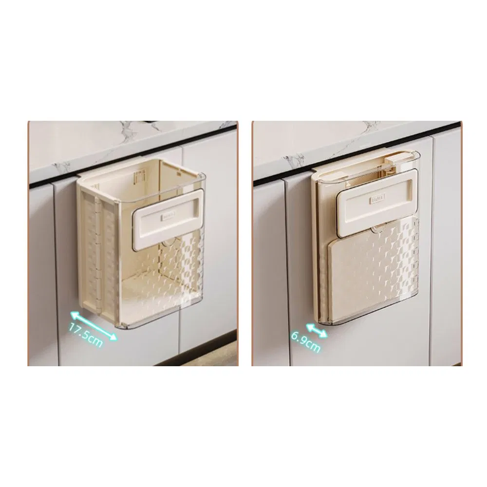 Wall Hanging Kitchen Folding Trash Can Space Saving Bin Mi26912