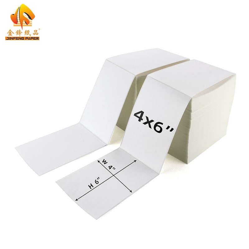 Customize Folded Address Label Roll Fanfold Self Adhesive Shipping 4X6 Direct Thermal Label