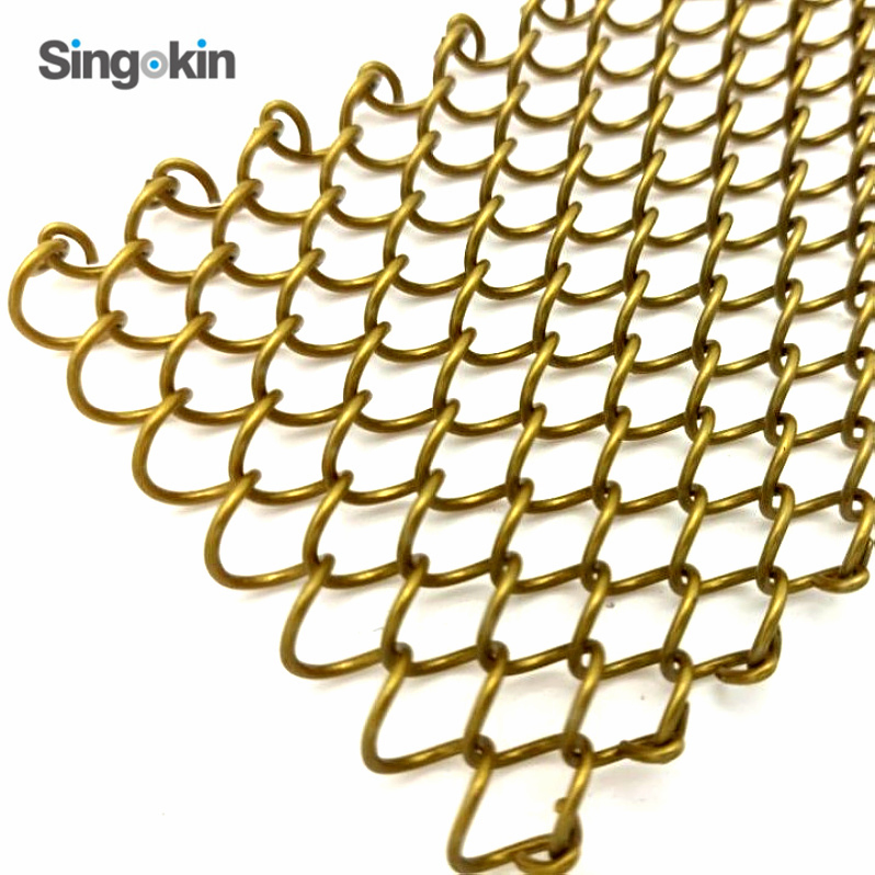 Factory Supply Flexible Metal Fabric Gold Color Metal Mesh Space Divider Metal Coil Curtain