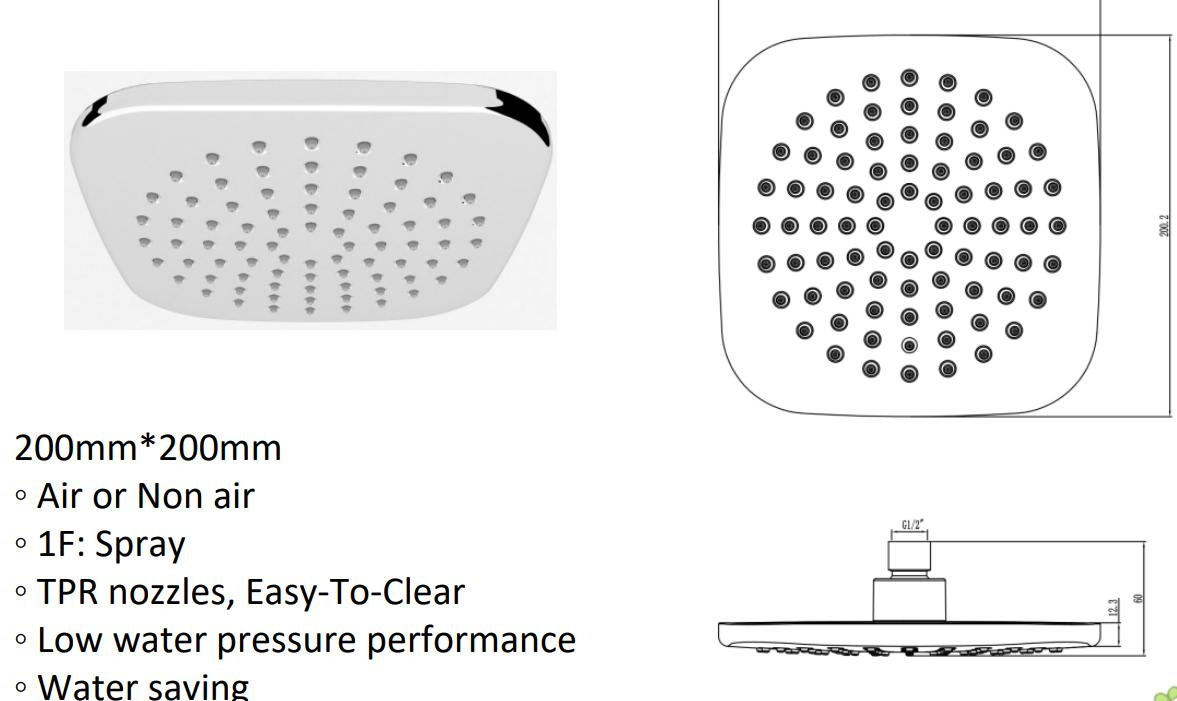 Душевая лейка высокого давления 8 дюймов