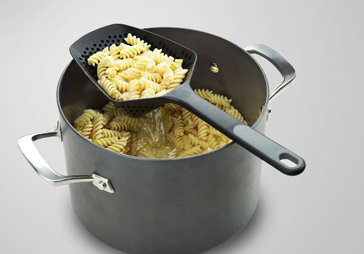 Black Large Pasta Scoop Colander Spoon Strainer Serve Heat Resistant Drainer