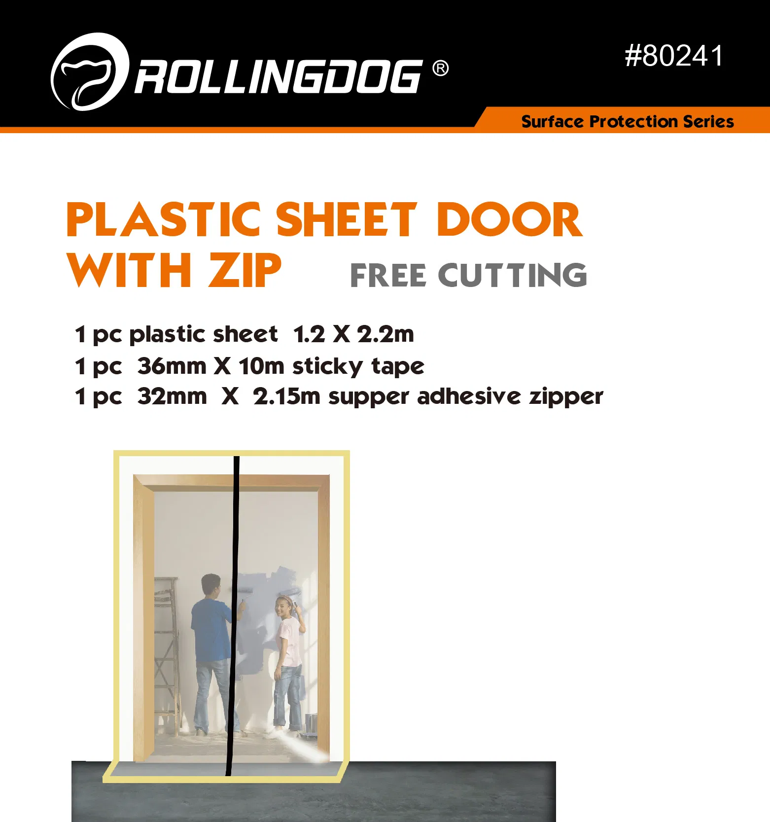 Rollingdog-PRO 80241 Plastic Sheet Door with Zip 1.2 X 2.2m
