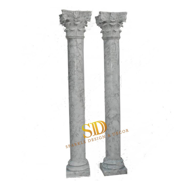 Villa Interior Decoration Italian Carrara White Marble Bathroom Column