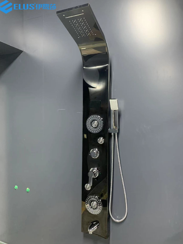 Stainless Steel LED Digital Display Mirror Black Shower Panel