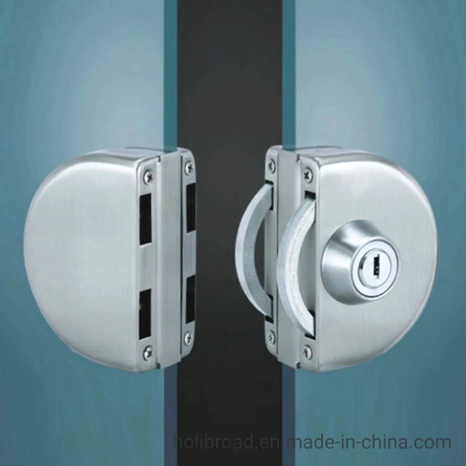 Frameless Glass Door Center Lock with Key Round Type
