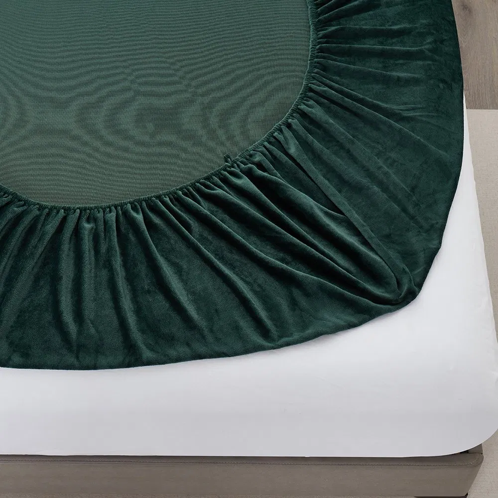 100% Teddy Fitted Dark Green with Plastic Around King/Queen/Twin Sizes