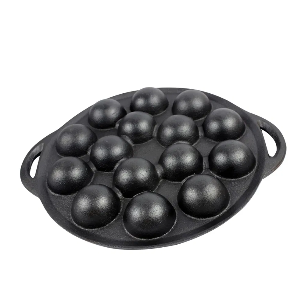 Small Balls Baking Pan Cast Iron 15-Hole Japanese Takoyaki Plate