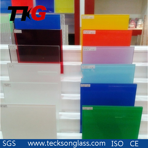 Green Colored Deorative Lacqured Glass (painted glass) for Building Glass