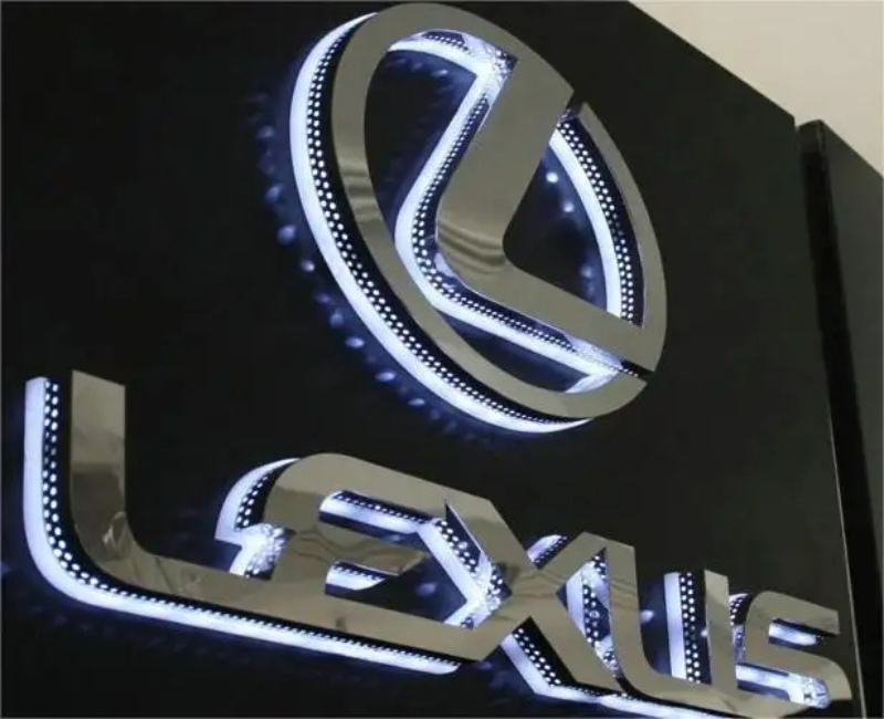 Illuminated Punched Slot Letters Mirror 3D Logo Signage