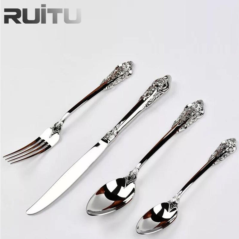 Restaurant Kitchen Utensils Buffet Catering Sustainable Table Ware Luxury Hand Forged Silverware 304 Matte Stainless Steel Cutlery Set for Saudi Arabia